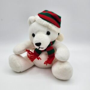 Chosun International Christmas Polar Bear Plush‎ Red Green Hat & Scarf 10"